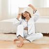 Ekouaer Women Silk Pajamas Set Long Sleeve Silky Pjs 2 Piece Silk Louge Sets White Satin Pajamas for Women X-Large view 2