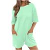 asntrgd Womens Oversize One Piece Jumpsuit Casual Round Neck Half Sleeve Rompers Loose Fit Onesie Overalls with Pockets view 1