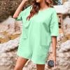 asntrgd Womens Oversize One Piece Jumpsuit Casual Round Neck Half Sleeve Rompers Loose Fit Onesie Overalls with Pockets view 2