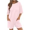 asntrgd Womens Oversize One Piece Jumpsuit Casual Round Neck Half Sleeve Rompers Loose Fit Onesie Overalls with Pockets view 1