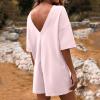 asntrgd Womens Oversize One Piece Jumpsuit Casual Round Neck Half Sleeve Rompers Loose Fit Onesie Overalls with Pockets view 3