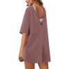 asntrgd Fall Womens Oversize One Piece Jumpsuit Casual Round Neck Half Sleeve Rompers Loose Fit Onesie Overalls with Pockets view 2