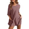 asntrgd Fall Womens Oversize One Piece Jumpsuit Casual Round Neck Half Sleeve Rompers Loose Fit Onesie Overalls with Pockets view 4