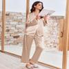Ekouaer Silk Long Sleeve Pajamas Satin Button Up Ruffle PJ Sets 2 Piece Bridesmaid Loungewear Gift for WomenChampagne Medium view 2