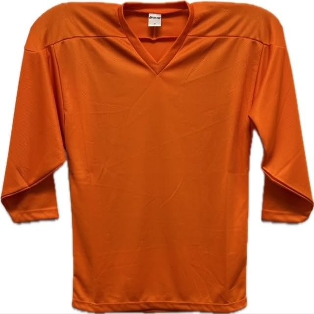 NineFit Basics Youth Intermediate Goalie Cut Hockey Practice Jersey Screen print and Heat press friendly Orange