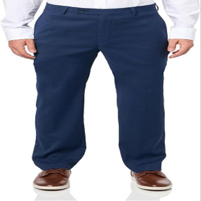 Calvin Klein Men's Slim Fit Dress Pants | Suit Pants for Men | Stretch Comfort Fabric, Tailored Silhouette, Wrinkle-Resistant, Ready-to-Wear | Blue 42/32