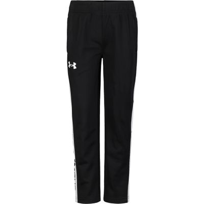 Under Armour Boys' Brawler Warm-Up Sweatpants, Fast Drying and Moisture Wicking, Relaxed Fit, Black/White Taper, 3T