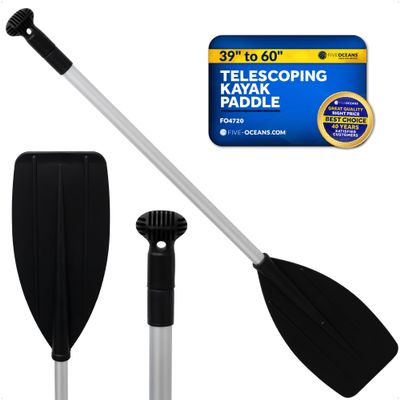 Five Oceans Canoe Paddle - Boat Paddle Collapsible Paddle, Canoe Oars Extends from 3.25 Ft. (39-inch) to 5 Ft. 60-inch - Aluminum Shaft, Round Grip - FO4720