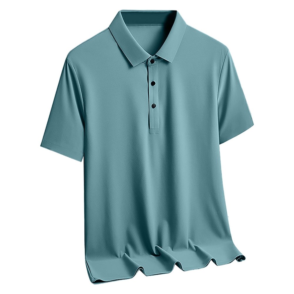 Uillui Mens Casual Stretch Shirt Soft Ice Silk Wrinkle Free Summer Tees Athletic Golf Shirts Short Sleeve Button Work Shirts Green