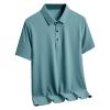 Uillui Mens Casual Stretch Shirt Soft Ice Silk Wrinkle Free Summer Tees Athletic Golf Shirts Short Sleeve Button Work Shirts Green view 1