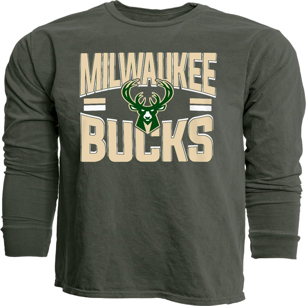 Milwaukee Bucks NBA Officially Licensed Long Sleeve T-Shirt Ringspun Bold Team Color, Small