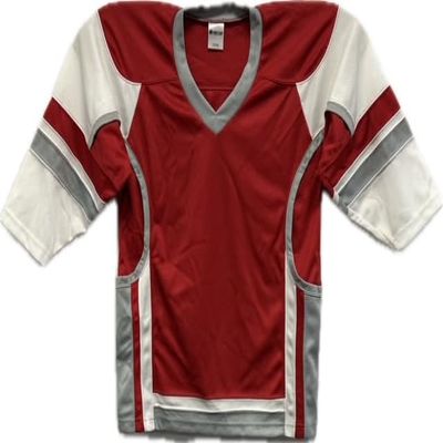 NineFit Basics Youth Hockey Practice Jersey Screen print and Heat press friendly (US, Alpha, Large, X-Large, Red/White/Grey)