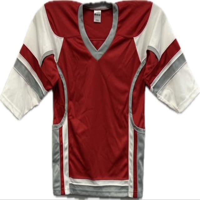 NineFit Basics Youth Hockey Practice Jersey Screen print and Heat press friendly (US, Alpha, Large, X-Large, Red/White/Grey)
