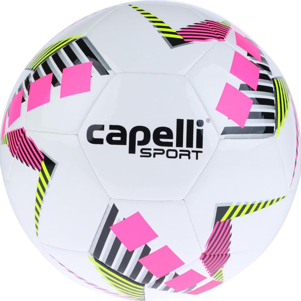 Capelli Sport Soccer Ball Size 3, Star Cubes Team Kids Soccer Ball for Boys and Girls Players, Outdoor and Indoor Training, Neon Pink