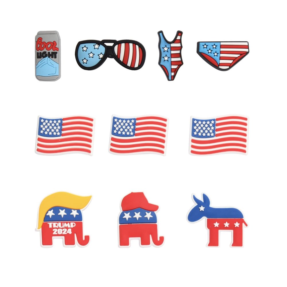 FRANKTECH Golf Club Covers Pins, 10pcs or 25pcs PVC Plastic Decoration Charms, Funny Add On, Compatible to Golf Head Covers (10PCS, USA Theme)