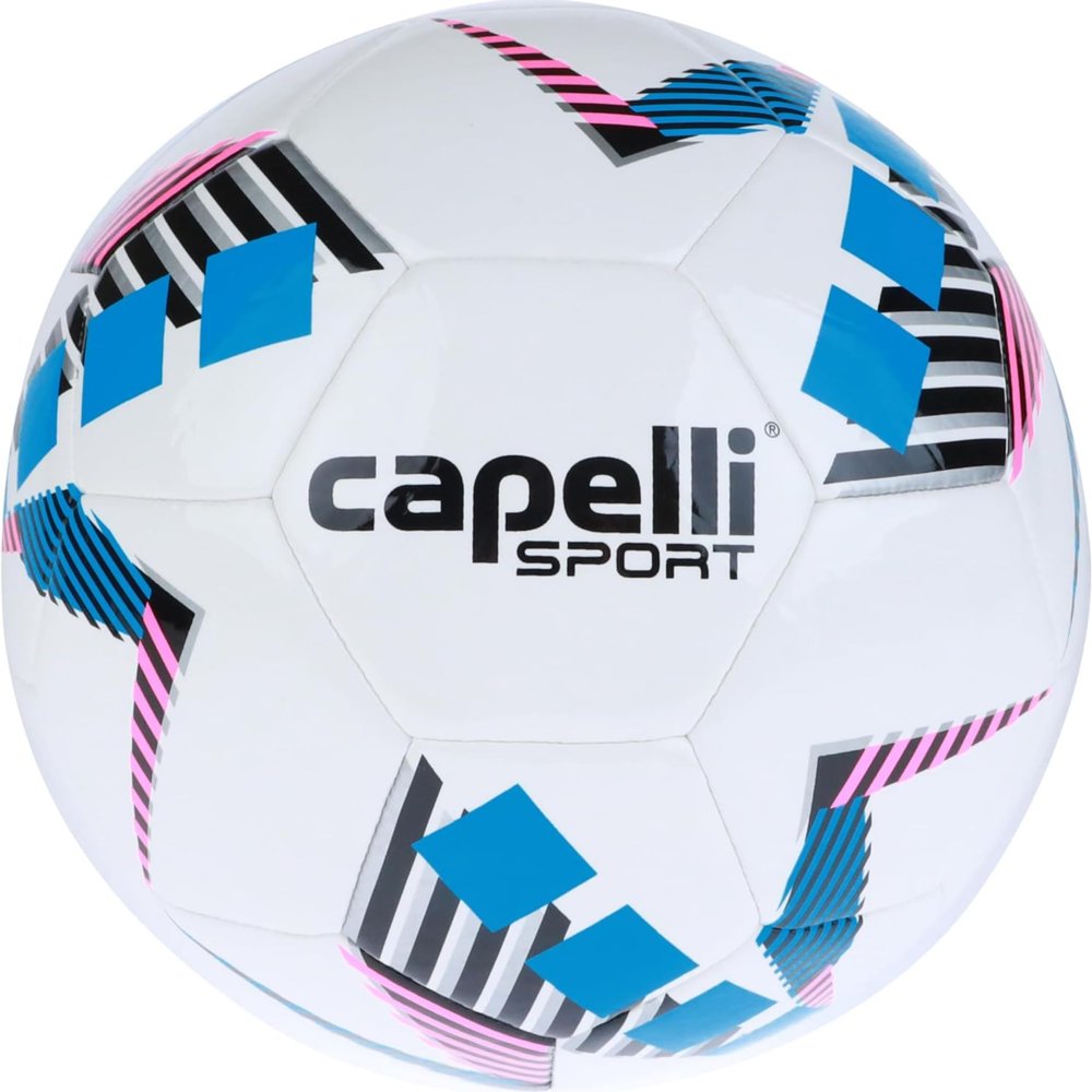 Capelli Sport Soccer Ball Size 3, Star Cubes Team Kids Soccer Ball for Boys and Girls Players, Outdoor and Indoor Training, Neon Blue