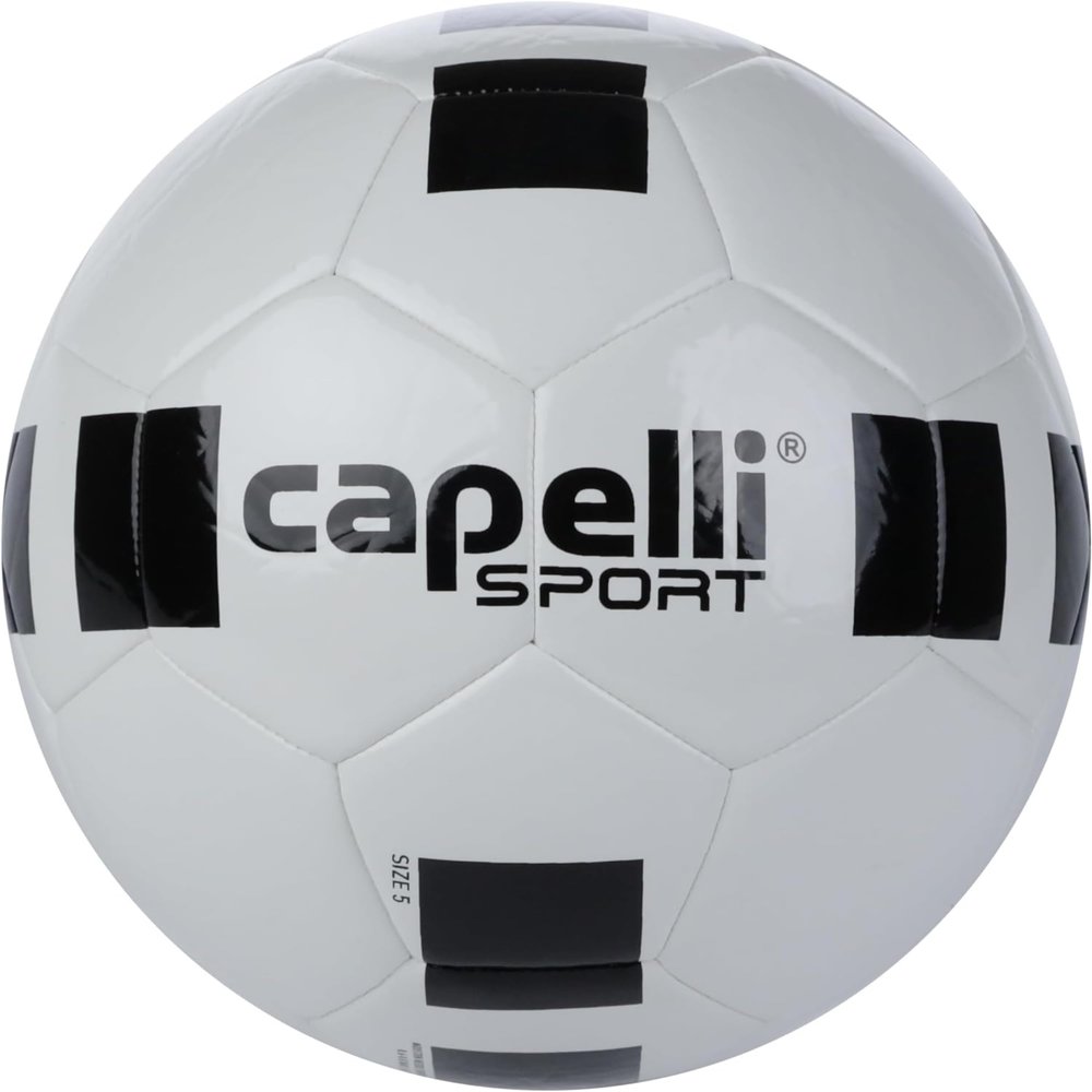 Capelli Sport Soccer Ball Size 5, 4-Cube Classic Team FIFA Basic Soccer Ball for Youth and Adult Players, Outdoor and Indoor Training, White/Black