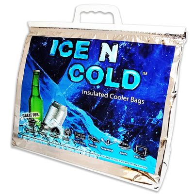 ICE N COLD Insulated Cooler Bag - Large 35 lbs Capacity (Pack of 10) | Lightweight, Soft, Collapsible | Ideal for Groceries, Camping, Hiking, Beach, Travel