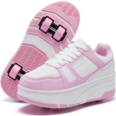 ANEFUN Roller Skate Shoes for Kids Girls Boys Detachable Wheeled Fashion Sneakers