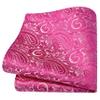 GUSLESON Hot Pink Tie for Men Wedding Silk Paisley Necktie Pocket Square Cufflinks and Lapel Pin Brooch Set (6103-40) view 3