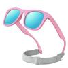 RIVBOS Baby Sunglasses Boys&Girls with Strap UV400 Polarized Flexible for Toddler,Infant and Newborn(0-24month) Rose Red&Ice Blue Lens RBK0231 view 1