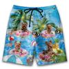Party Yorkshire Terrier Mens Swim Trunks - Funny Dog Hawaiian Mens Shorts - Summer Drawstring Beachwear Shorts Series 92 Size 2XL view 1