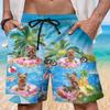 Party Yorkshire Terrier Mens Swim Trunks - Funny Dog Hawaiian Mens Shorts - Summer Drawstring Beachwear Shorts Series 92 Size 2XL view 2