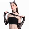 LeJulyeekay Women's Long Tulle Sheer Wedding Bridal Opera Length Party Gloves (G-black) view 2