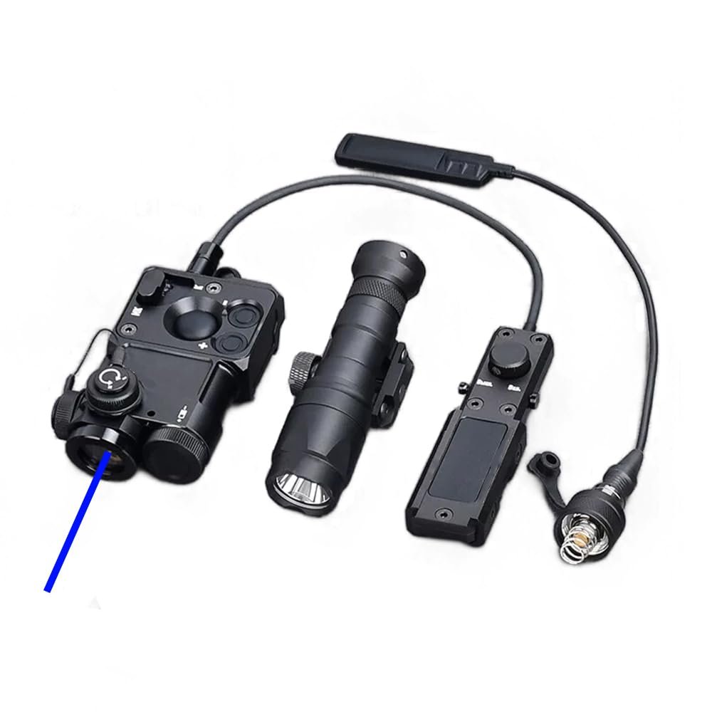Metal PST4 Laser Sights Box(with IR Laser+Red/Green/Blue Laser Sight+Remote Pressure Switch), &M300A Strong White LED Flashlight Combo, Black