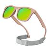 RIVBOS Baby Sunglasses Boys&Girls with Strap UV400 Polarized Flexible for Toddler,Infant and Newborn(0-24month) Brown&Rainbow gold Lens RBK0231 view 1