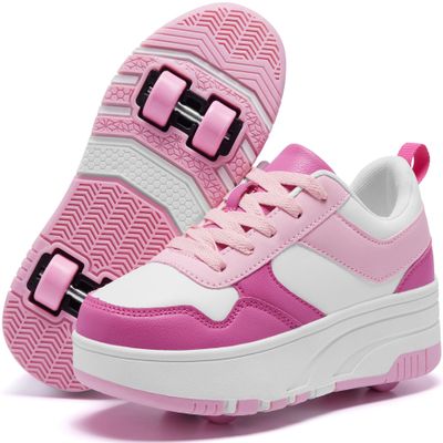 ANEFUN Roller Skate Shoes for Kids Girls Boys Detachable Wheeled Fashion Sneakers