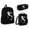 Italy Map Flag Backpack with Lunch Box Pencil Case 3pcs for Work and Leisure Day Trips view 2