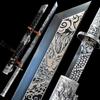 Warrior's Aspiration-The Kylin War Knife, Sharp Edge with Dragon Scale Design Handmade Real Combat Spring Steel Chinese Sword Full Tang Blue Blade Cool Sword for Mens Battle Ready view 1