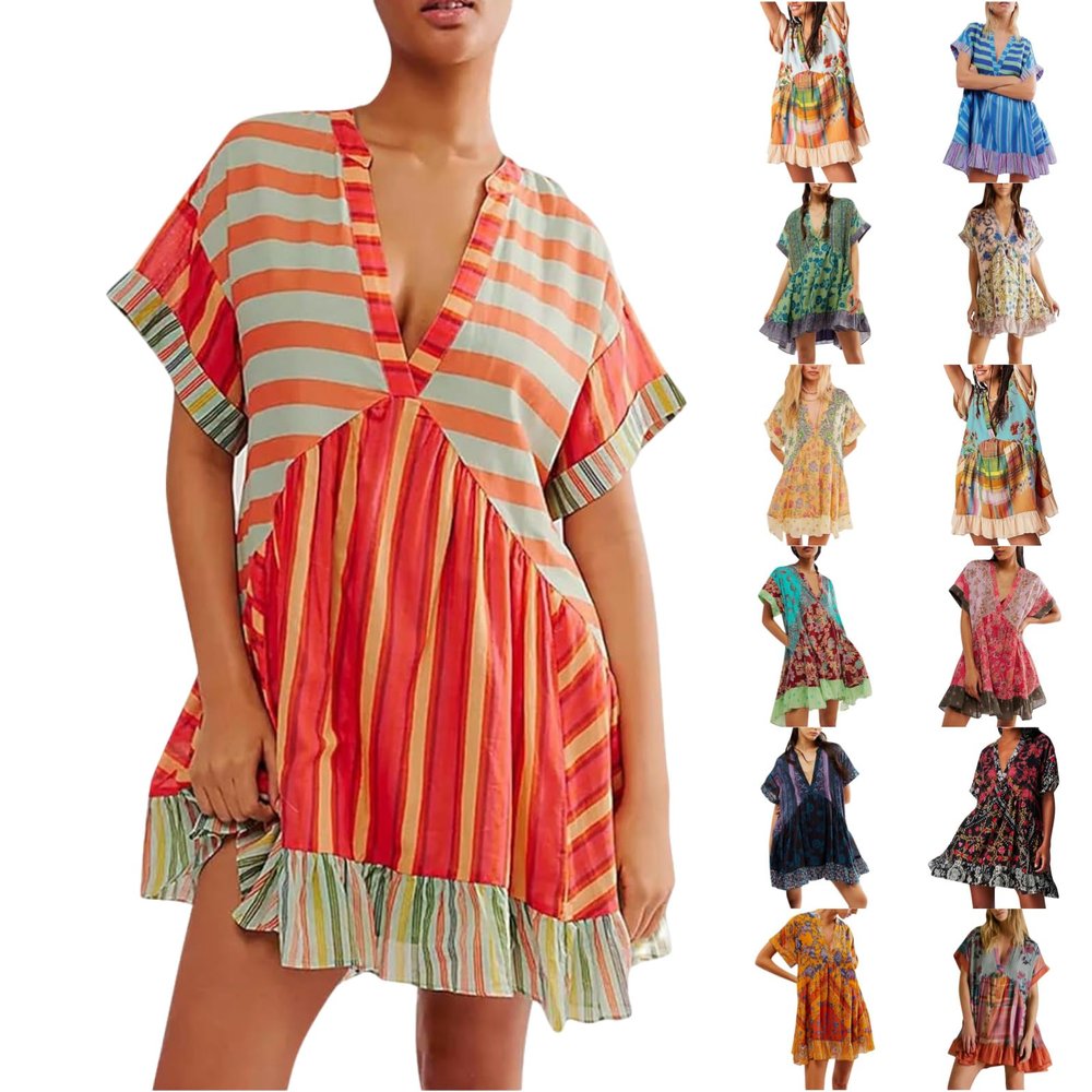 KICILVS Womens Boho Summer Dresses, Plus Size Boho Summer Dresses, Boho Dress for Women, Boho Beach Dress