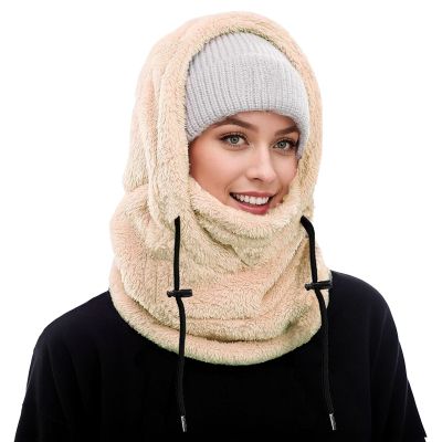 Balaclava Skiing and Cycling Beige Face Mask, Men's Winter Clothing, Women's Skiing Suit Warm Collar, Cold Weather Sports Street Fashion Outdoor Clothing, Wool Warm Scarf Hood