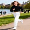 BOOPH Girls Sweatpants Kids Cotton Drawstring Joggers Teen Athletic Pants White 9-10 Years view 3