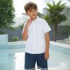 Lycody Toddler Boys White Button Down Shirt Short Sleeve Kids Collared Dress Tuxedo Shirts for Wedding Boy Summer Clothes 2T view 2