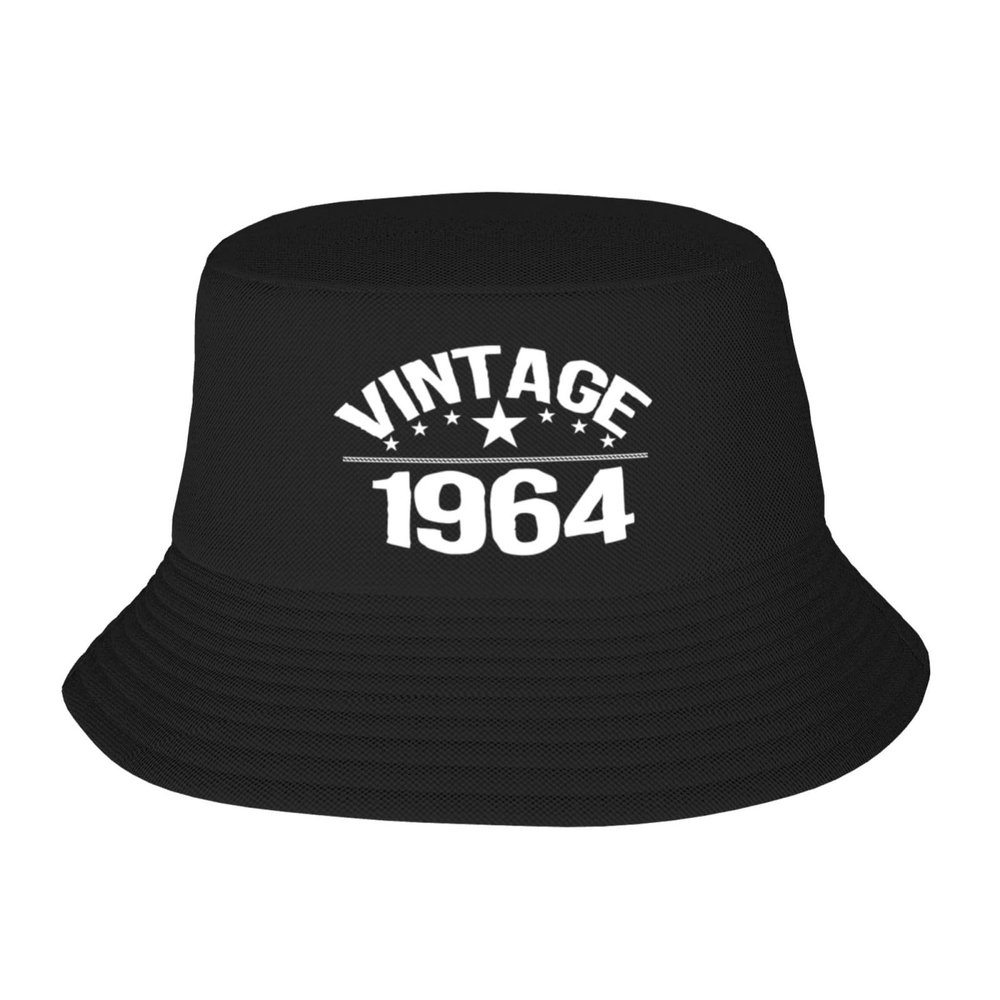 60 Years Old Gifts Vintage 1964 60th Birthday Gift Bucket Hat Sun Cap Beach Hat Packable Fisherman Hat for Women Men Black