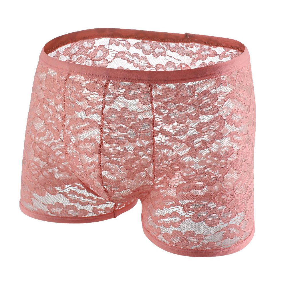 Cambkatl Mens Sheer Floral Lace Underwear - Sexy See Through Boxers - Breathable Boxer Briefs - Male Sissy Lingerie