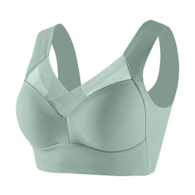 Women Wireless Seamless Bras Full Coverage No Underwire Everyday Bras Comfort Padded Bras Wirefree Workout Sports Bra Green