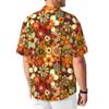 70s Outfits for Men Funny Hippie Floral Men's Hawaiian Shirts Retro Short Sleeve Button-Down Shirt Mens Beach Clothes view 4