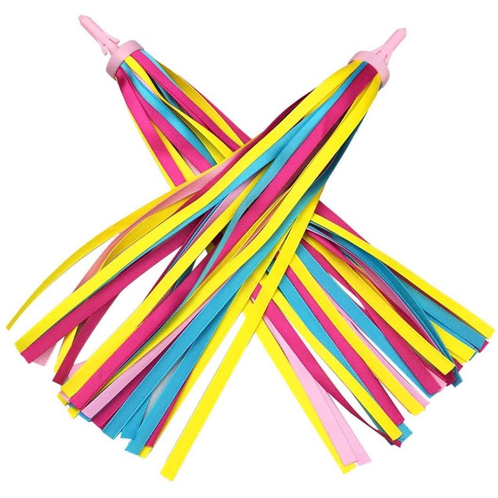 CNAFGBGG 2PCS Bike Streamers Kids Bicycle Ribbons Scooter Streamers Bike Grips Tassels Children Bike Handlebar Accessories Decorations Yellow