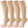 CACASO 4 Pairs Compression Socks,Open Toe Compression Socks 15-20 mmHg for Women & Men Circulation,Knee High Length Stockings,(Nude, XX-Large) view 1