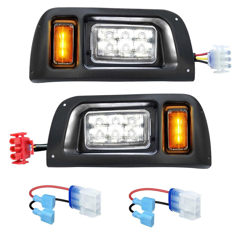 Orel Oko DS Golf Cart LED Light Kit for Club Car DS 1993-Up 12V Modified Front Headlight Replacement Assemblies Left Right Golf Cart Headlamps