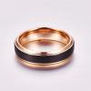 6 mm Rose Gold Plating Tungsten Carbide Rings for Men Black Brushed Wedding Band Step Beveled Edge 8 view 3