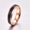 6 mm Rose Gold Plating Tungsten Carbide Rings for Men Black Brushed Wedding Band Step Beveled Edge 8 view 4