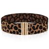 AOZUO Wide Stretch Waist Belt for Women, Vintage Elastic Leopard Print Waistband Skinny Dress Tuck Belt(Gold) view 1