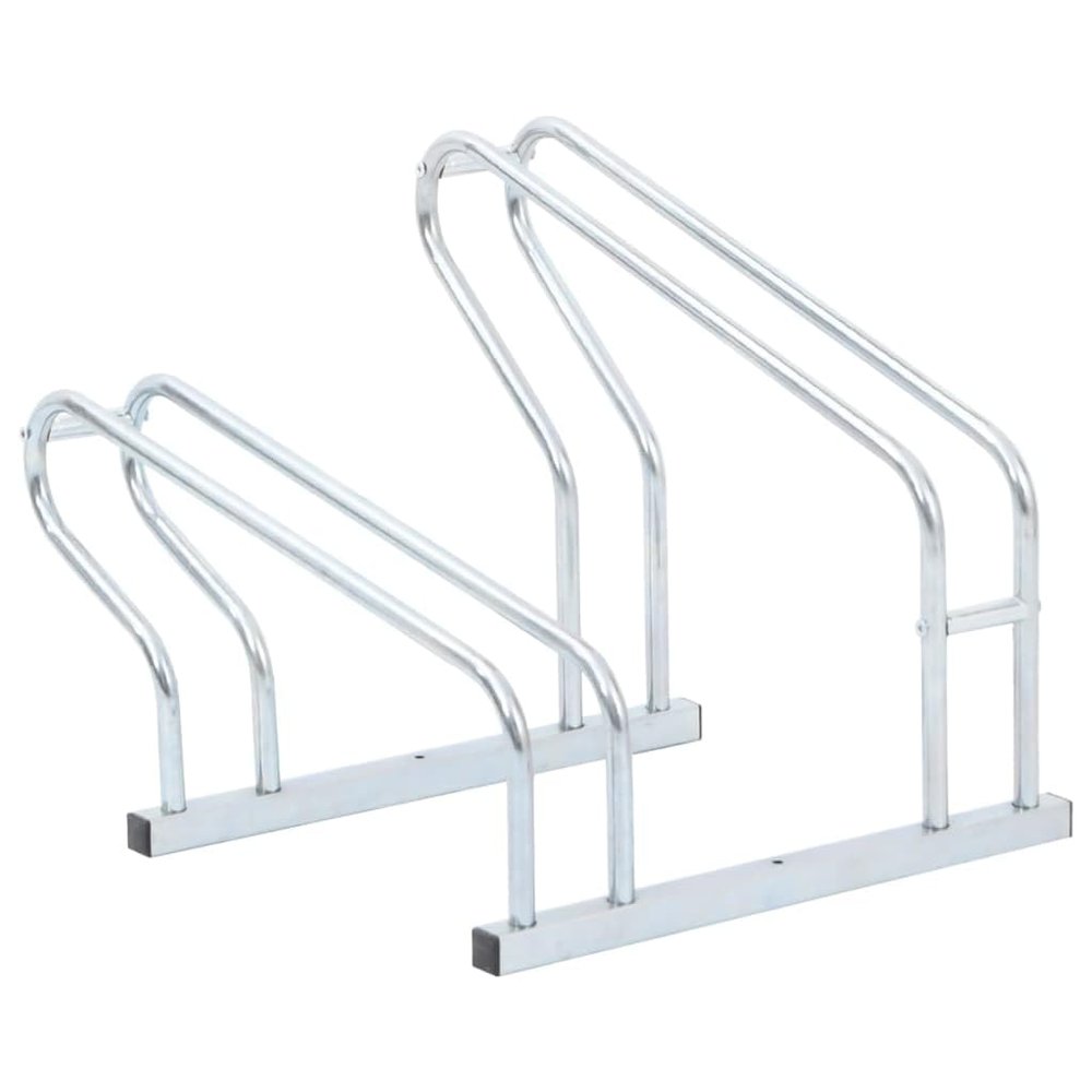 Gecheer Bicycle Stand for 2 Bikes, Freestanding Floor Bike Rack with High-Low Wheel Design Galvanized Steel Stand for Garage Warehouse School Shop