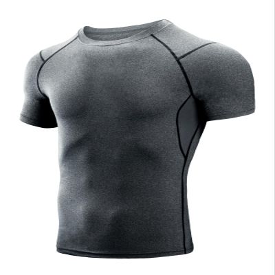 Niksa Men's Compression Shirts 1 Pack, Short Sleeve Athletic Compression Tops Cool Dry Workout T Shirt, Rash Guard Base Layer Undershirt G Black
