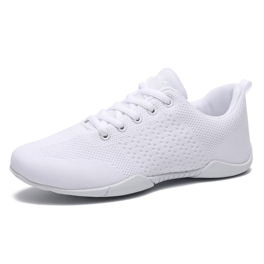 SYIEMNK White Cheer Shoes for Girls Womens Kids Youth, Breathable Soft Comfortable Flats Cheerleading Sneakers, Athletic Training Dance Tennis Shoes for Competition Sports